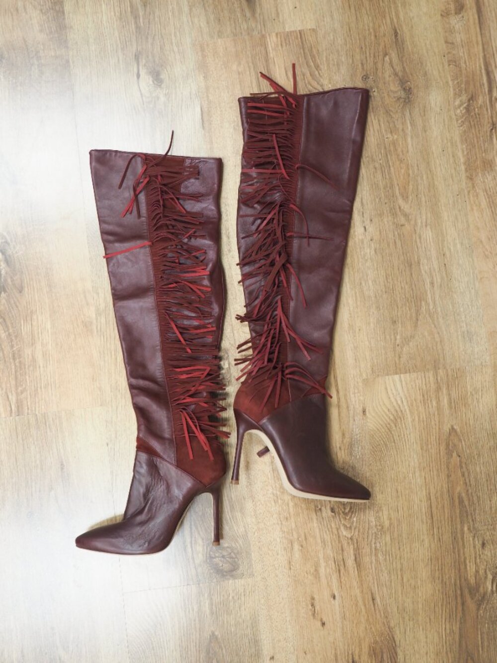 Chelsea Paris Fringe Leather Knee Boots